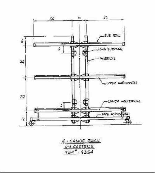 Seitech rack 6 canoe casters