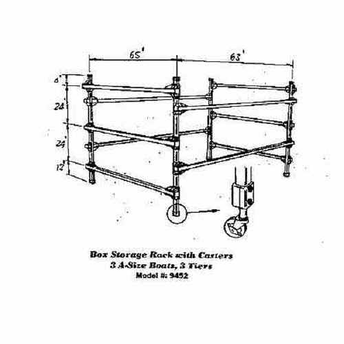 Seitech Sailboat Rack for 3 Sunfish size Sailboats casters