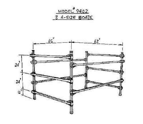 Seitech Sailboat Rack for 3 Sunfish size Sailboats